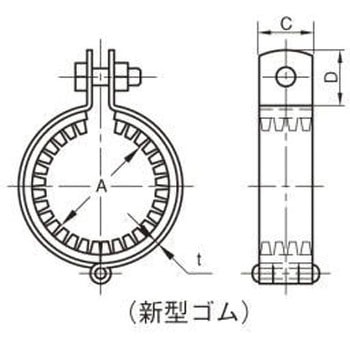 ステン防振CL吊バンド10tゴム アカギ