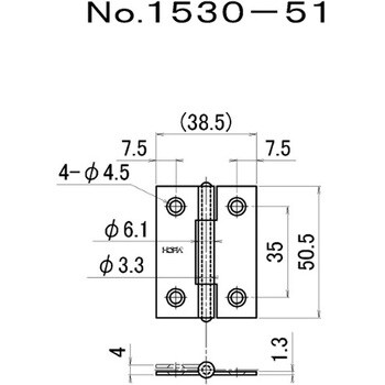 No.1530 カラー厚口丁番 シルバー ニシムラ
