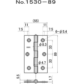 No.1530 カラー厚口丁番 ゴールド ニシムラ