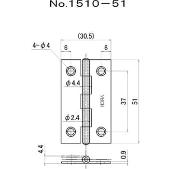 No.1510 カラー薄口丁番 シルバー ニシムラ