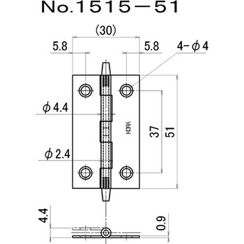 No.1515 ブラウン薄口ロング丁番 ニシムラ