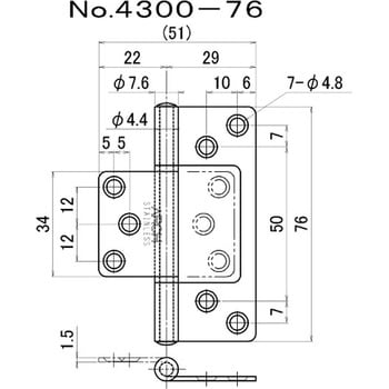 No.4300 ステンフラッシュ丁番 サテンゴールド ニシムラ