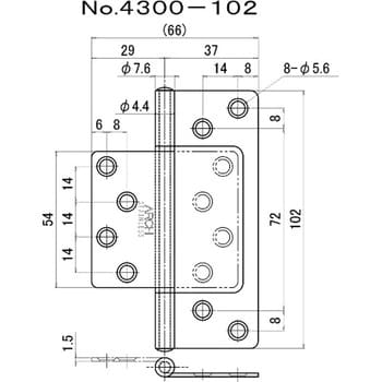 No.4300 ステンフラッシュ丁番 サテンゴールド ニシムラ