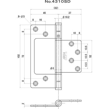 No.4310 ステンフラッシュ丁番 SD(義星付)SUS430 ニシムラ
