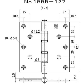 No.1555 シルバーナイロンリング義星丁番 ニシムラ