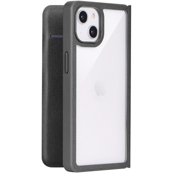 iPhone 14 iPhone 13 軽量・背面クリアフラップケース 「Amake」 耐衝撃 薄型 マグネット仕様 ストラップホール付 LEPLUS NEXT