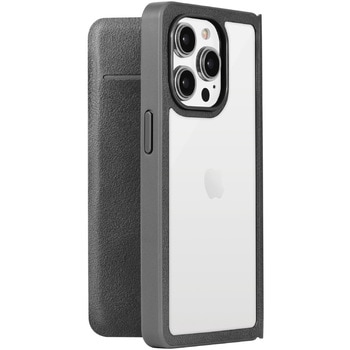 iPhone 14 Pro 軽量・背面クリアフラップケース 「Amake」 耐衝撃 薄型 マグネット仕様 ストラップホール付 LEPLUS NEXT