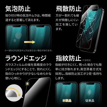 iPhone 14/iPhone 13/iPhone 13 Pro ガラスフィルム「GLASS PREMIUM FILM」 全画面保護 スーパークリア LEPLUS NEXT