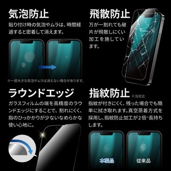 iPhone 14/iPhone 13/iPhone 13 Pro ガラスフィルム「GLASS PREMIUM FILM」 全画面保護 ブルーライトカット LEPLUS NEXT