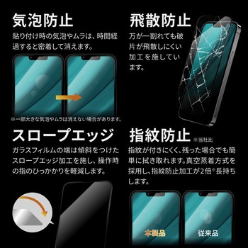 iPhone 14/iPhone 13/iPhone 13 Pro ガラスフィルム「GLASS PREMIUM FILM」 全画面保護 ソフトフレーム スーパークリア LEPLUS NEXT