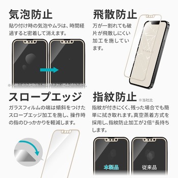 iPhone 14/iPhone 13/iPhone 13 Pro ガラスフィルム「ViAMO COLOR GLASS」 全画面保護 ソフトフレーム LEPLUS NEXT