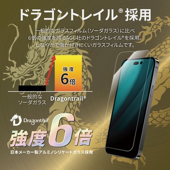 iPhone 14 Pro ガラスフィルム「GLASS PREMIUM FILM」 全画面保護 ドラゴントレイル スーパークリア LEPLUS NEXT