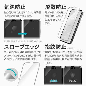 iPhone 14 Pro Max ガラスフィルム「ViAMO COLOR GLASS」 全画面保護 ソフトフレーム LEPLUS NEXT