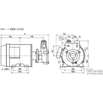 渦流タービンポンプNPD(中圧・ステンレス) 吐出口径15mm 20NPD04S-J