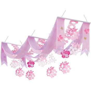 春の装飾品(さくら演出) レトロ桜2連ペナント ストア・エキスプレス