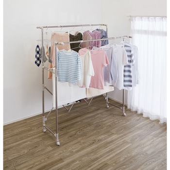 たたんでコンパクトたっぷり干せる多機能物干し リブプラス