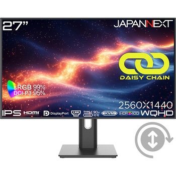27型/2560×1440/HDMI×1、DP×1、USB-C×1/ブラック/スピーカー有/2年保証 JAPANNEXT