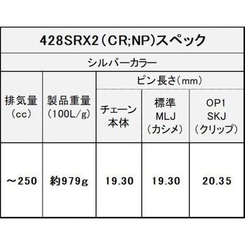 428SR-X2(CR；NP) 118L MLJ シールチェーン 428SR-X2 シルバー 1本 EK