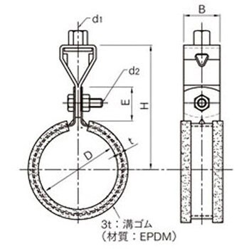 防振VP吊バンド(ゴム3mm厚) Sk-0154 ステンレス製 サンコー機材 吊配管