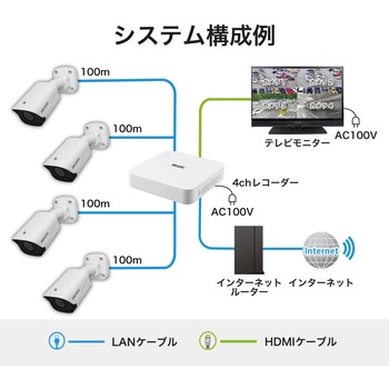 NSKネットワークカメラ4台、レコーダー、動作品セット　格安！すぐ使えます！ CNE3SZ41 ネットワークカメラ4台+4chレコーダーセット 200万画素