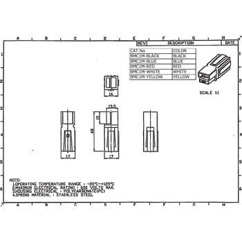 バッテリーコネクタ シングルタイプ 75A，6AWG 日本コネクト工業