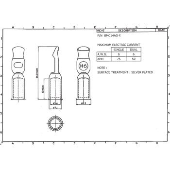 バッテリーコネクタ シングルタイプ 75A，6AWG 日本コネクト工業