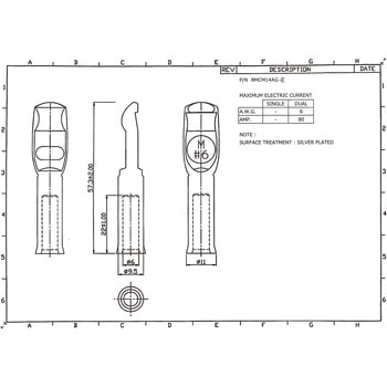 バッテリーコネクタ デュアルタイプ 80A，6AWG 日本コネクト工業