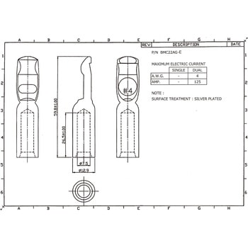 バッテリーコネクタ デュアルタイプ 125A，4AWG 日本コネクト工業