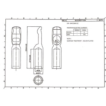 バッテリーコネクタ デュアルタイプ 150A，2AWG 日本コネクト工業