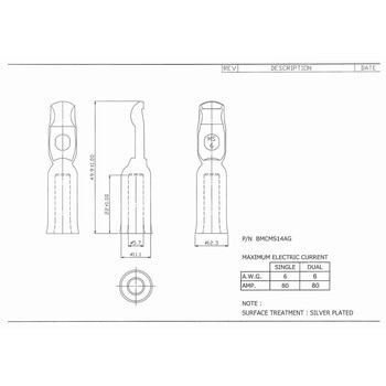 バッテリーコネクタ デュアルタイプ 80A，6AWG 日本コネクト工業