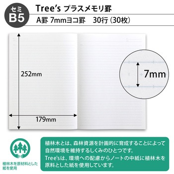 ノート Tree's セミB5 プラスメモリ罫 日本ノート