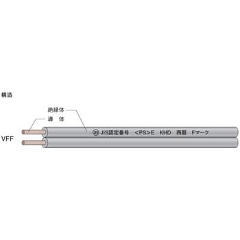 VFF 1.25sq 赤/白 ビニル平形コード KHD 赤/白色 長さ100m導体外径1.5mm - 【通販モノタロウ】