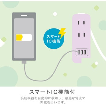 スリム ポータブルコンセント ポーチ付 USB-A×3 ユートリムエル SONIC(ソニック・文具)