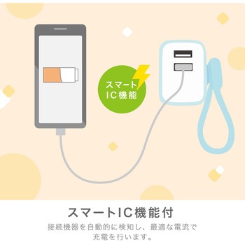 USB充電器 USB-A×2 ケーブルリング付ユートリムエル SONIC(ソニック・文具)