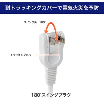 電源タップ 2m 延長コード タップ USB 耐雷 スイング スイッチ付 オート急速充電 ELPA