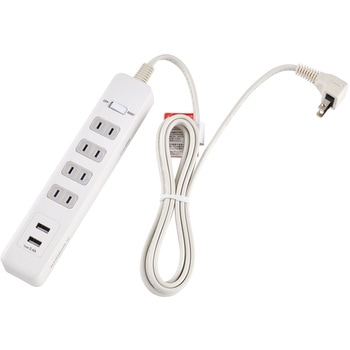 電源タップ 2m 延長コード タップ USB 耐雷 L型 集中スイッチ付 オート急速充電 ELPA