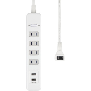 電源タップ 2m 延長コード タップ USB 耐雷 L型 集中スイッチ付 オート急速充電 ELPA