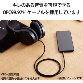 ステレオミニプラグ AUX オーディオケーブル Φ3.5mm 高耐久 ナイロン編 アルミコネクタ エレコム