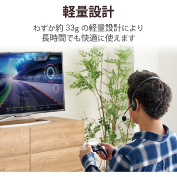 ヘッドホン ヘッドセット マイク付き 有線 Φ3.5mm4極ミニプラグ 片耳オーバーヘッドタイプ ミュートスイッチ付き 無指向性 ゲーミング モノラル 軽量 ブラック エレコム