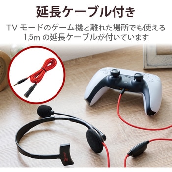 ヘッドホン ヘッドセット マイク付き 有線 Φ3.5mm4極ミニプラグ 片耳オーバーヘッドタイプ ミュートスイッチ付き 無指向性 ゲーミング モノラル 軽量 ブラック エレコム