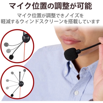 ヘッドホン ヘッドセット マイク付き 有線 Φ3.5mm4極ミニプラグ 片耳オーバーヘッドタイプ ミュートスイッチ付き 無指向性 ゲーミング モノラル 軽量 ブラック エレコム