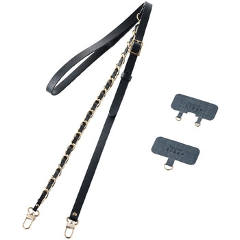 スマホショルダー ストラップ 約55～68cm ソフトレザー&ゴールドチェーンタイプ 長さ調整可 エレコム