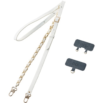 スマホショルダー ストラップ 約55～68cm ソフトレザー&ゴールドチェーンタイプ 長さ調整可 エレコム