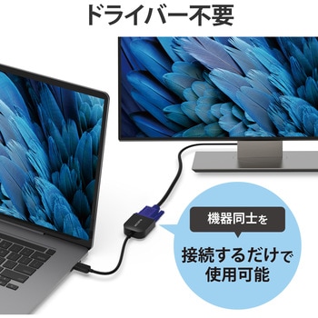 変換ケーブル USB Type C to VGA ( D-sub15pin ) 映像変換アダプタ ブラック エレコム