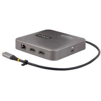 ドッキングステーション/USB-C接続/2画面出力/4K60Hz HDMI/100WPD/USBハブ/有線LAN/SD/55cm 一体型ケーブル/Win Mac StarTech.com