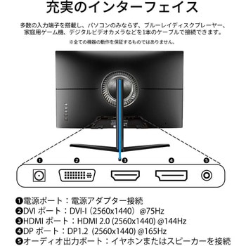 23.8型/2560×1440/HDMI、DP、DVI-I/ブラック JAPANNEXT