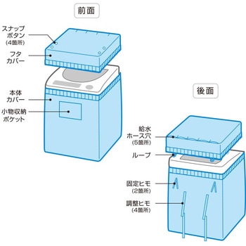洗濯機カバー 全自動/二槽式兼用 オーム電機
