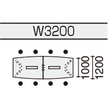 会議テーブル WT400 ボート形配線有(配送・組立サービス付き)