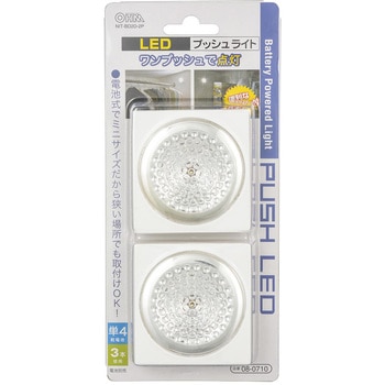 LEDプッシュライト 2個入 オーム電機