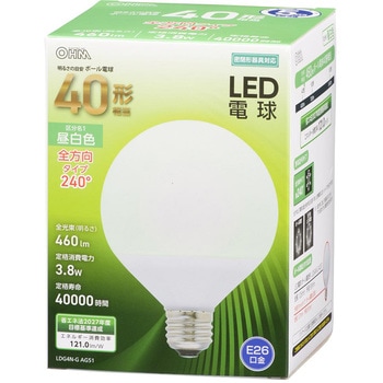 LED電球 ボール電球形 E26 全方向タイプ - オーム電機